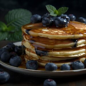 pancake, breakfast, food, dessert, sweet, blueberry, stack, plate, berry, meal, syrup, fruit, homemade, cake, delicious, fresh, white, morning, snack, tasty, pile, gourmet, healthy, chocolate